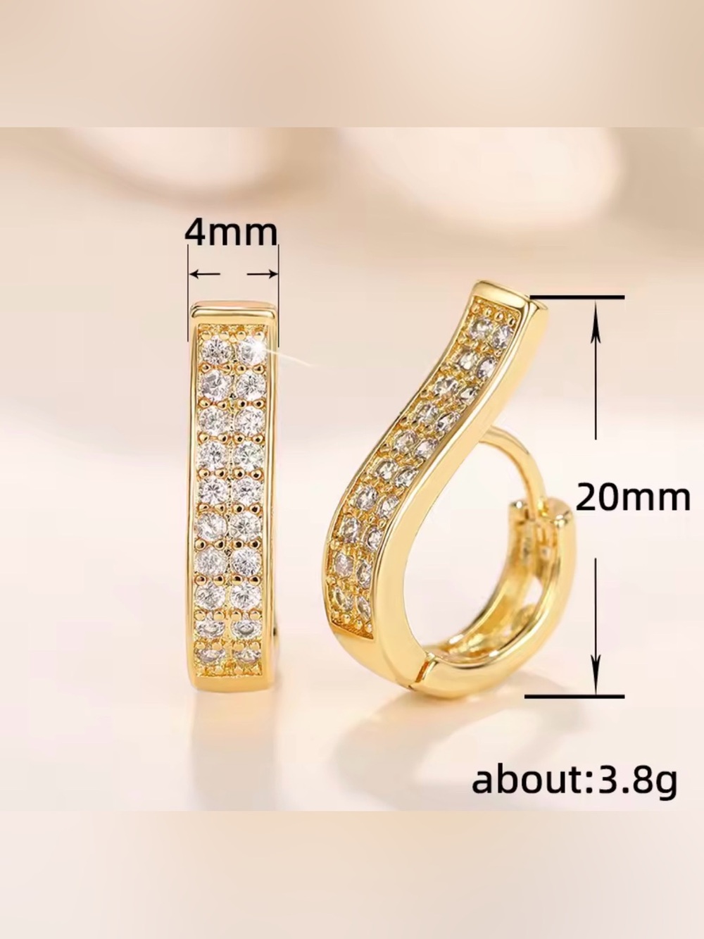 Gold Crystal Hoop Earrings - Elegant Pave Huggies